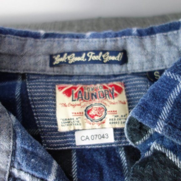 Tokyo Landry Blue Plaid Casual Button Down Shirt Size S - Picture 3 of 10